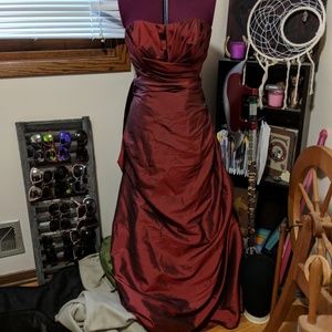 Burgundy Taffeta Full Length Dress